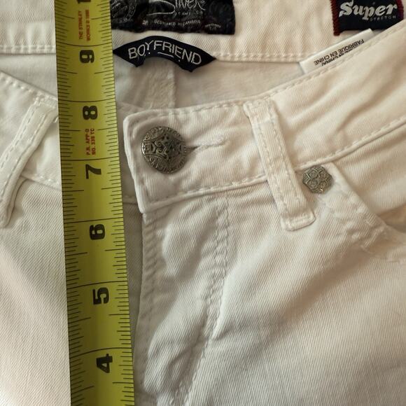 Silver Jeans Womens Boyfriend Skinny Super Stretch White Size 26 28x25 - Picture 7 of 16